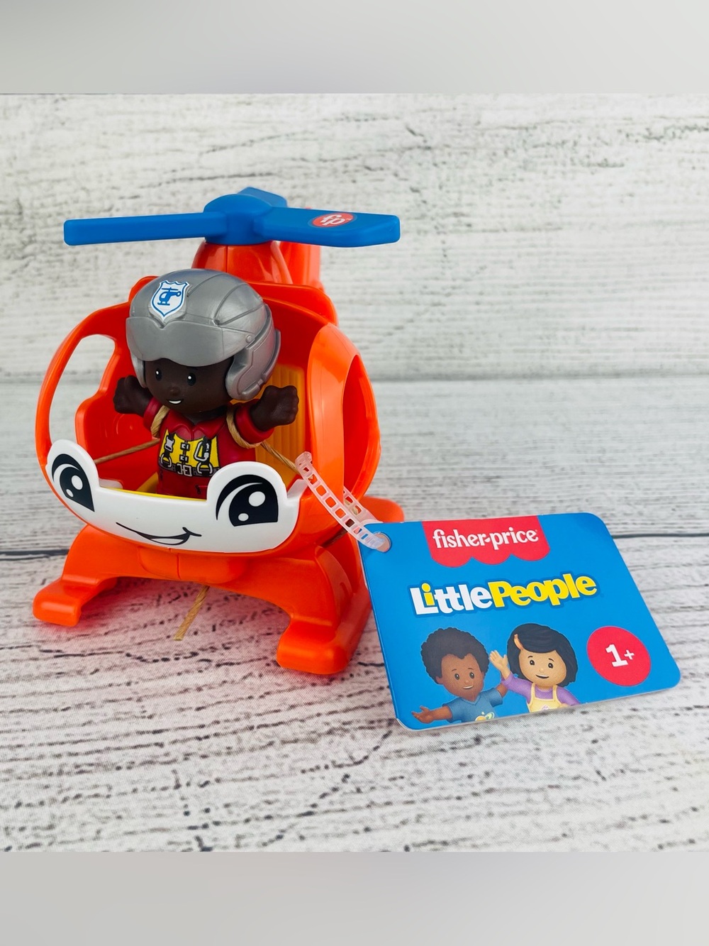Fisher Price Little People Orange Helicopter & Removable Figure NEW